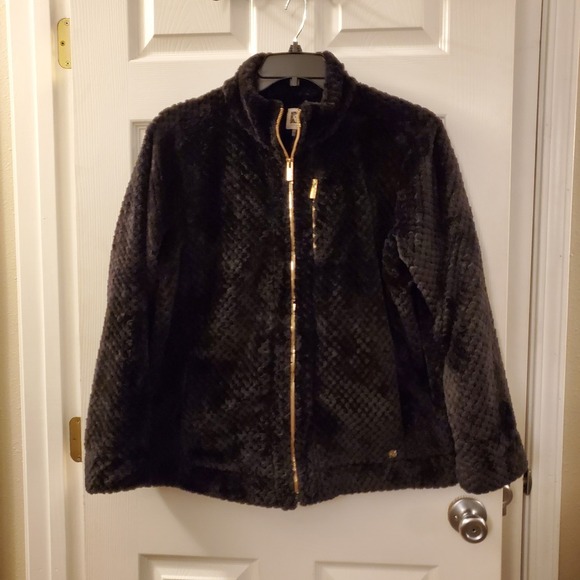 Anne Klein Jackets & Blazers - Anne Klein sz L black textured fleece jacket cozy classic warm elevated basic
